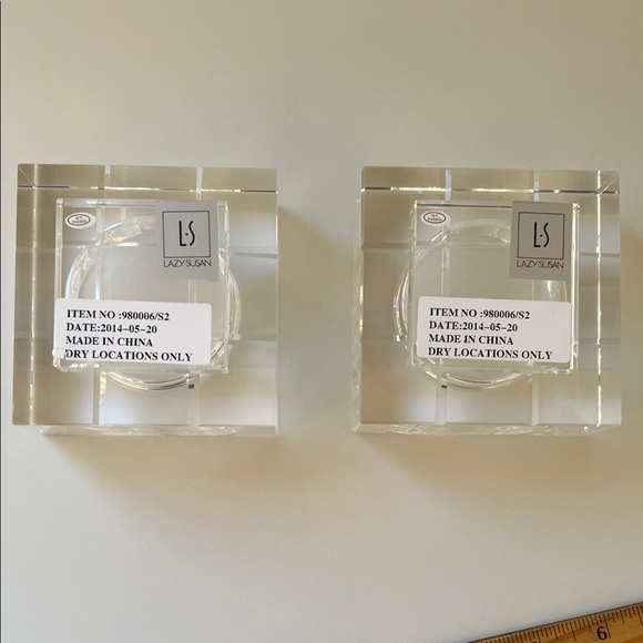 Pair of Modern Square Crystal Candle Holders - Picture 5 of 5